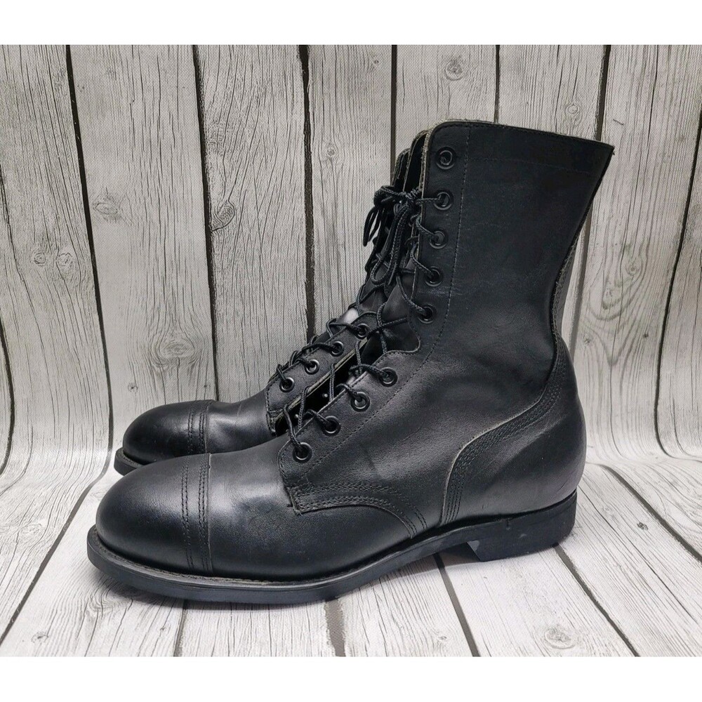 Vtg Biltrite Mens 12.5 R Black Leather Military Combat Army Boots Steel Cap Toe